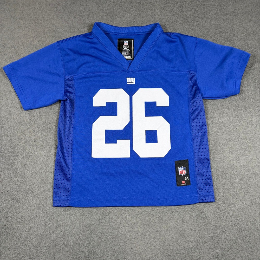 NFL Team Apparel Jersey Kids M 5/6 Blue Saquon Barkley New York Giants #26